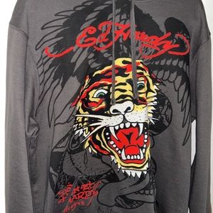Grey Ed Hardy Hoodie